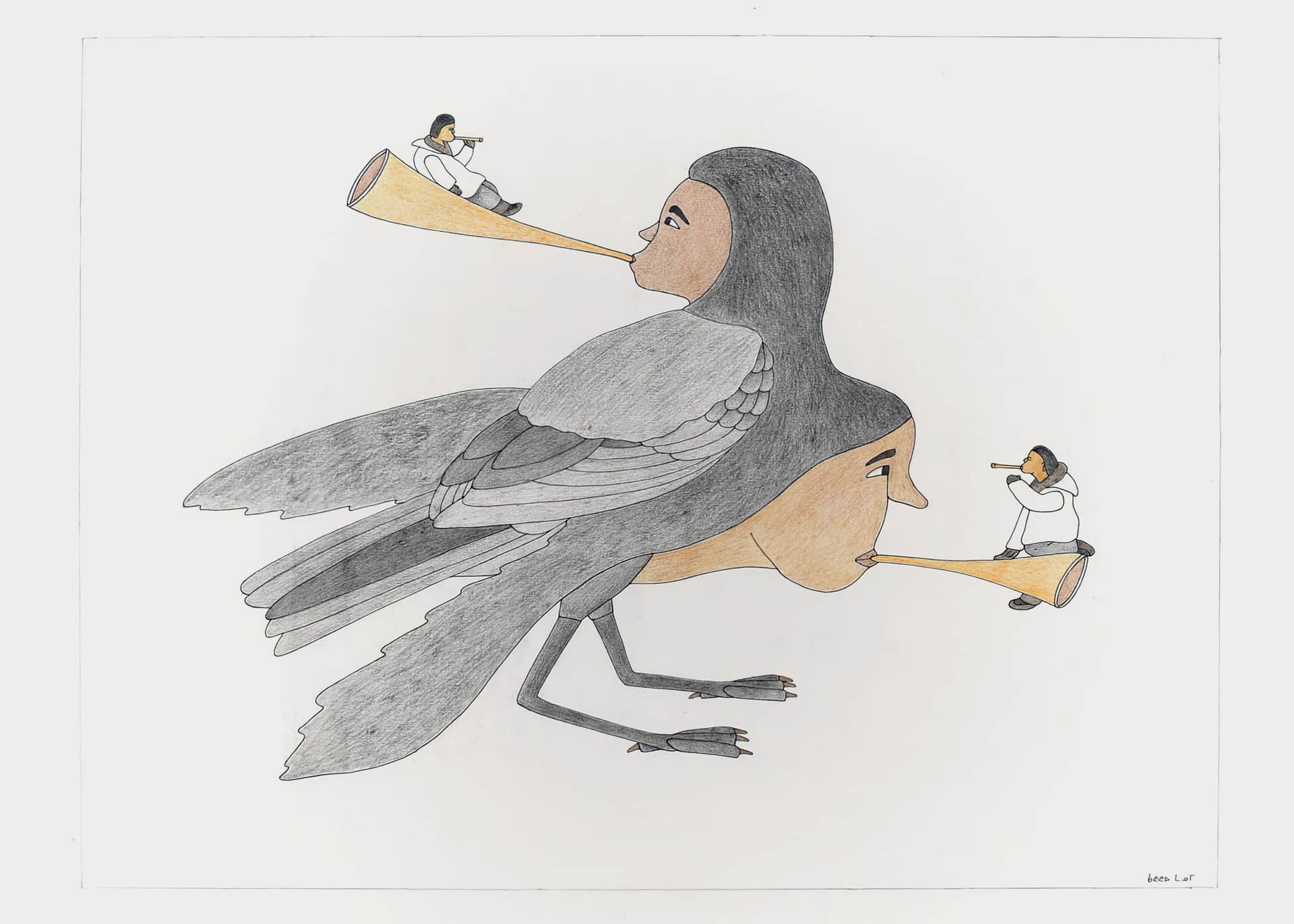 Qavavau Manumie, Untitled 072-0947, 23×30in graphite, coloured pencil, ink